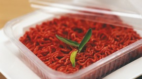 Minced meat in a box, Close up.